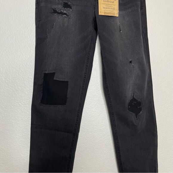 Democracy Sz 2 Jeans Straight Girlfriend Ab Technology Booty Lift Patchwork NEW - Picture 9 of 13